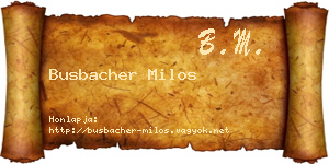 Busbacher Milos névjegykártya
